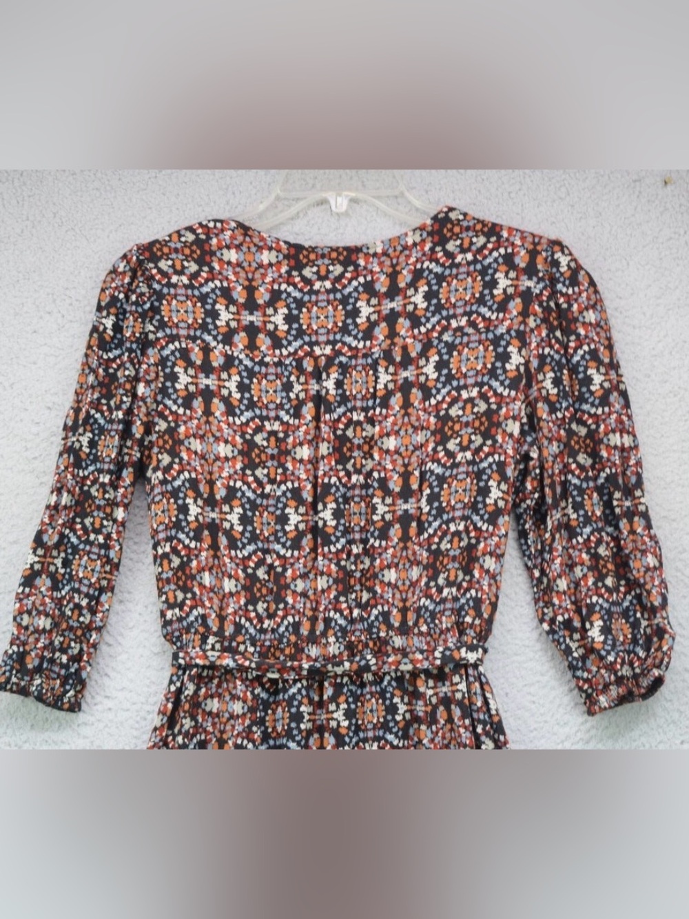 Knox Rose ~ Wrap ~ Midi Dress ~ Rust/Black/White/Blue ~ Floral-Like Material - Picture 5 of 6